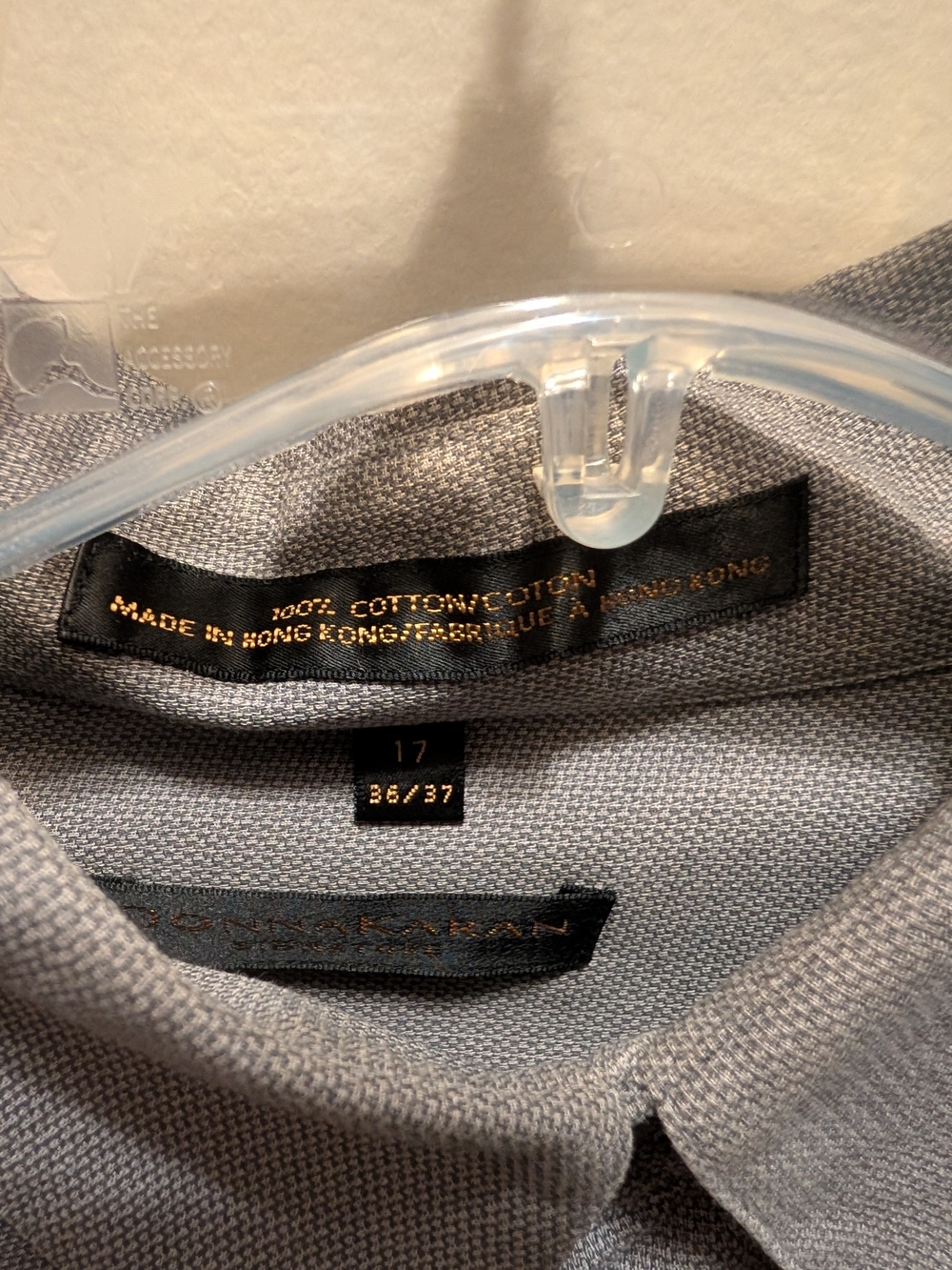 Donna Karan Men's Light Gray Long-Sleeve Dress Shirt - Picture 3 of 4